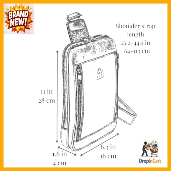 Leather Crossbody Sling Bag Handmade Italian Messenger Backpack Chest Bag - Picture 6 of 7